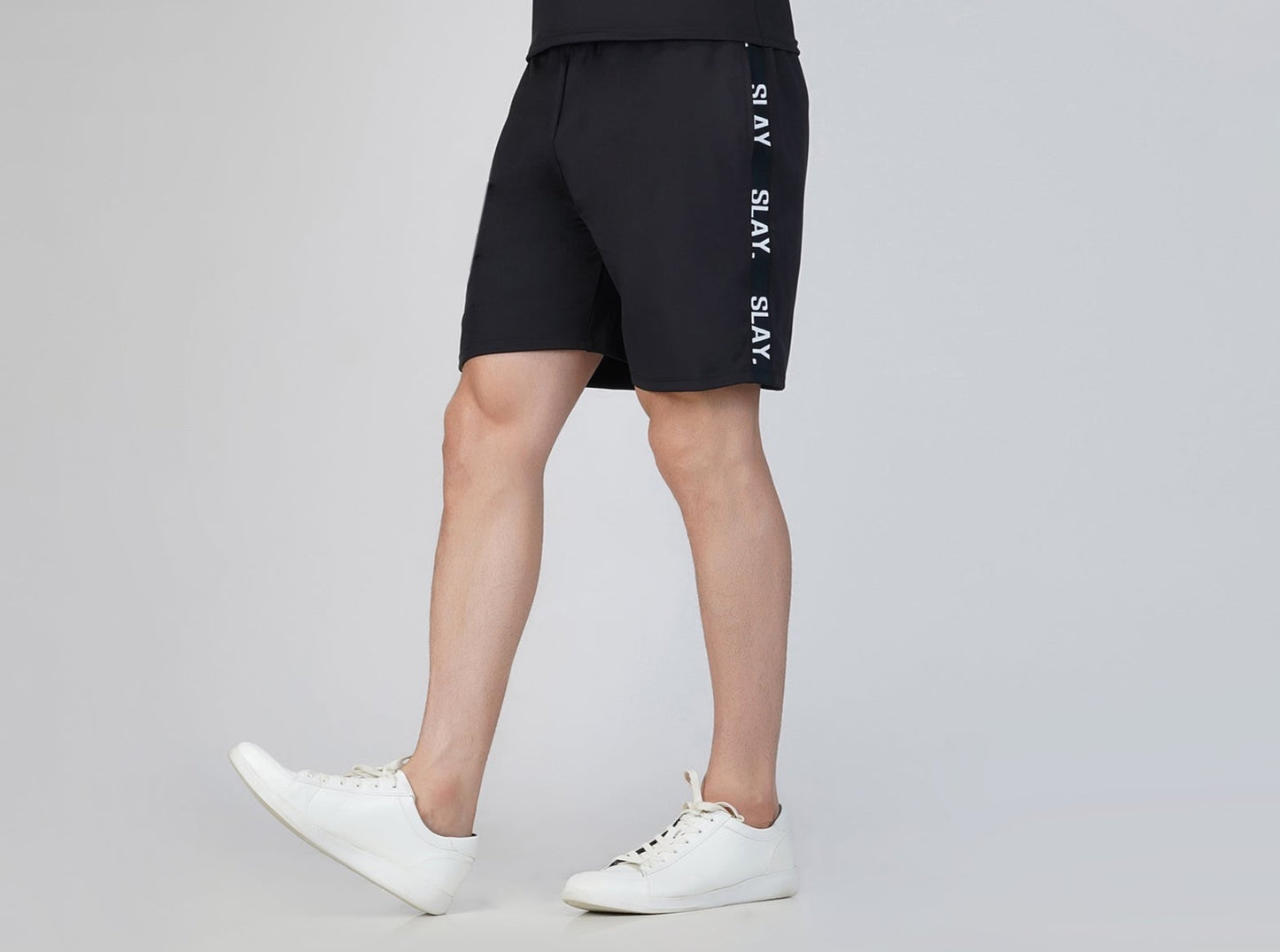 SLAY. Men's Activewear Black Sports Shorts (4 way Stretch Fabric)