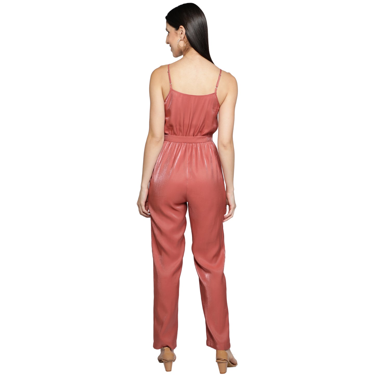 SLAY. Women's Rose Poly Twill Shimmer Jumpsuit with waist belt-clothing-to-slay.myshopify.com-Dress