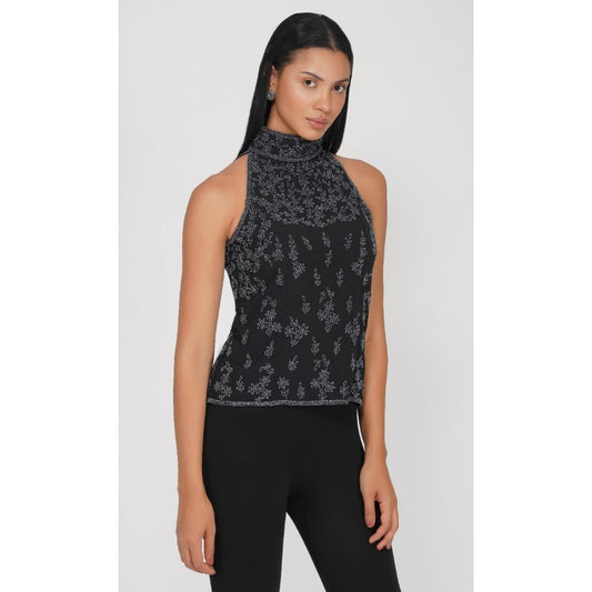 SLAY. Beaded Halter Neck Top