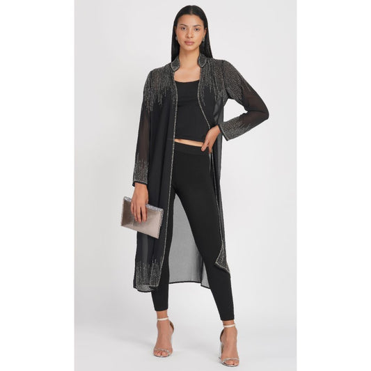 SLAY. Georgette Long Sequence Handcrafted Overshirt