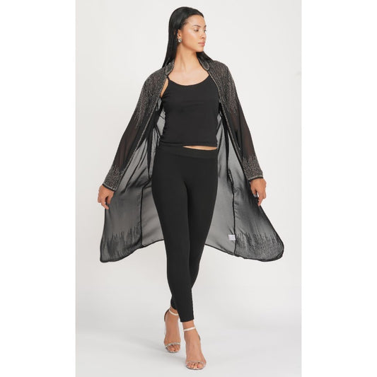 SLAY. Georgette Long Sequence Handcrafted Overshirt