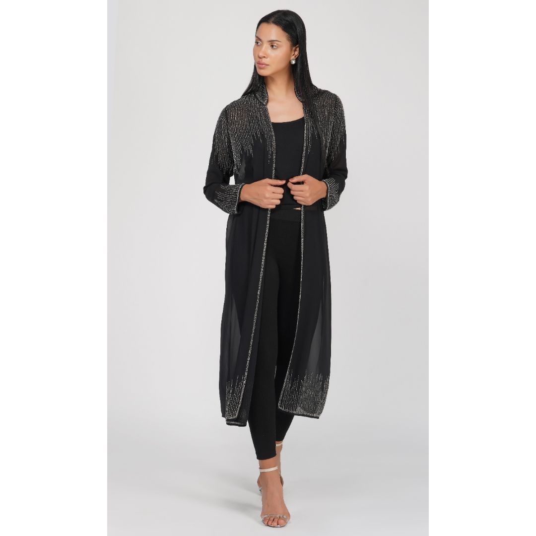 SLAY. Georgette Long Sequence Handcrafted Overshirt