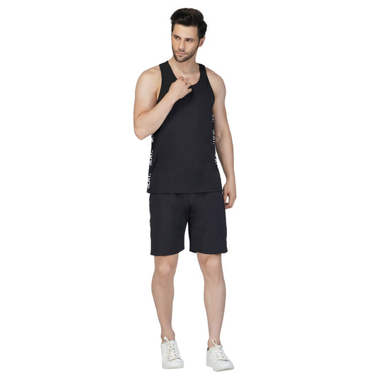 SLAY. Men's Activewear Black Gym Vest (4 way Stretch Fabric)
