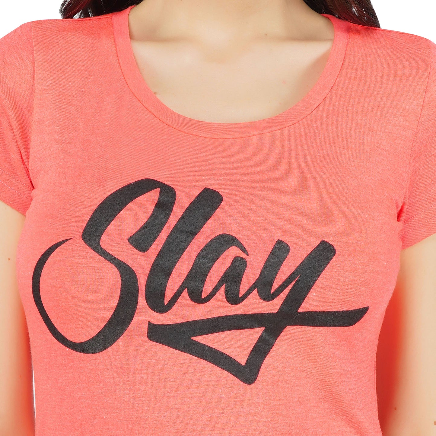 SLAY. Women's Neon Pink Printed T-shirt-clothing-to-slay.myshopify.com-Print T-Shirt