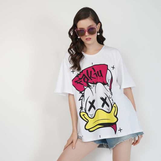SLAY. Women's Daffy Duck Print Oversized Drop shoulder T-shirt
