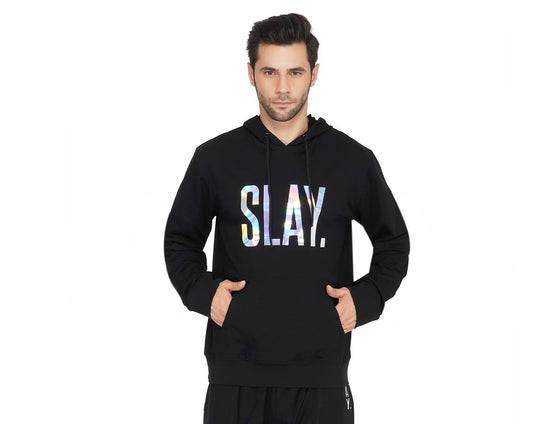 SLAY. Classic Men's Limited Edition Holographic Reflective Print Black Hoodie-clothing-to-slay.myshopify.com-HOODIE