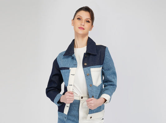 SLAY. Women's Colorblock Denim Jacket-clothing-to-slay.myshopify.com-Jacket