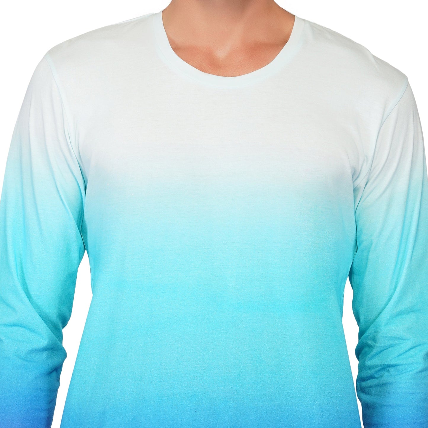 SLAY. Men's White to Blue Ombre Full Sleeves T Shirt