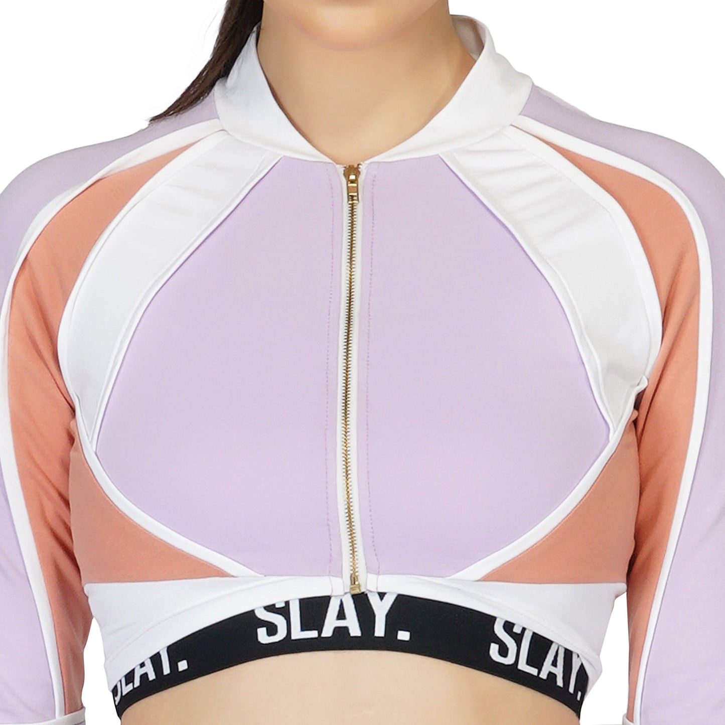 SLAY. Women's Activewear Lavender Lilac Nude White Colorblock Cargo Jogger Pants Streetwear