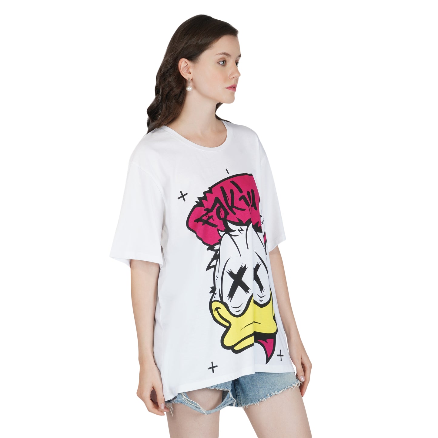 SLAY. Women's Daffy Duck Print Oversized Drop shoulder T-shirt