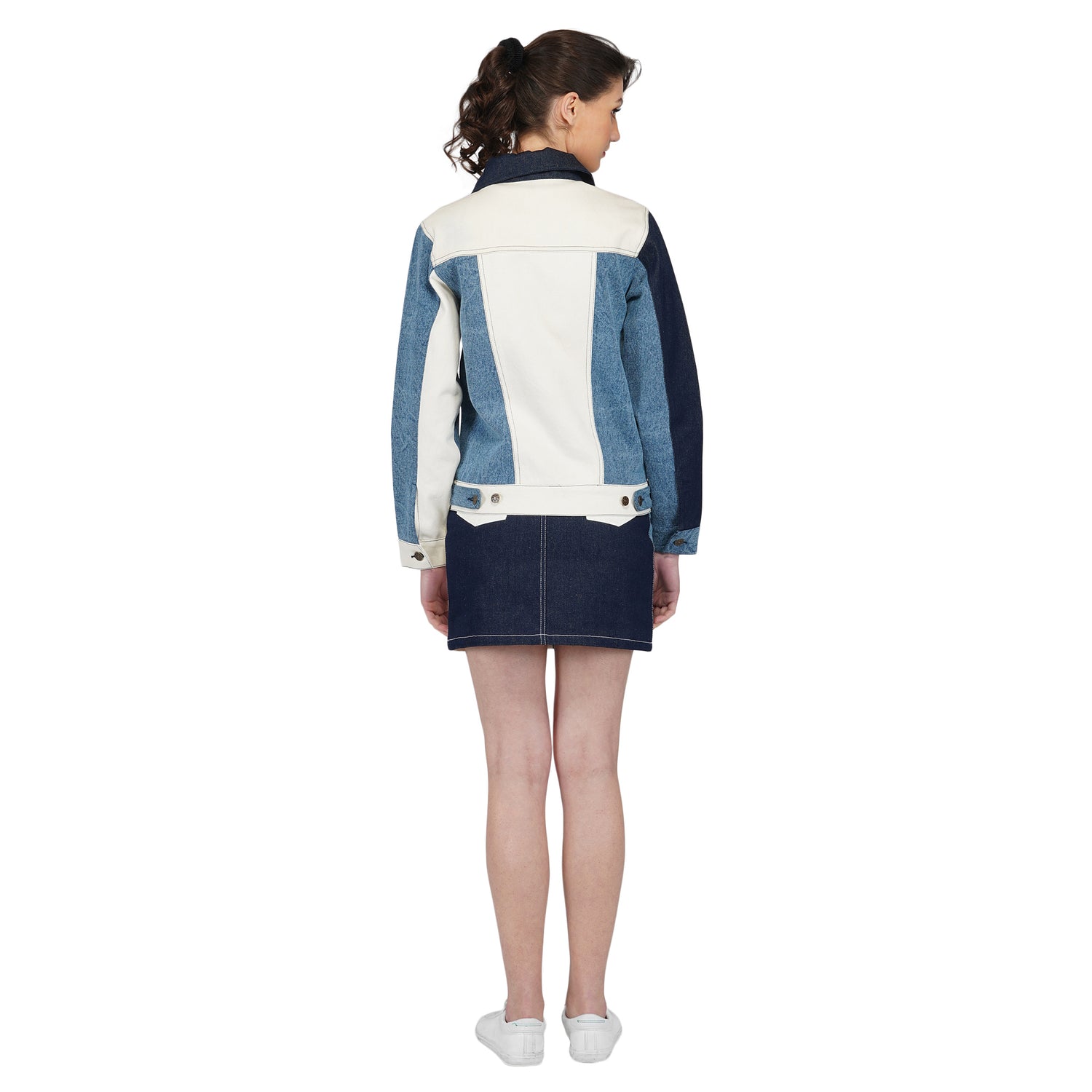 SLAY. Women's Blue & White Colorblock Denim Jacket & Skirt Coord Set-clothing-to-slay.myshopify.com-Outerwear