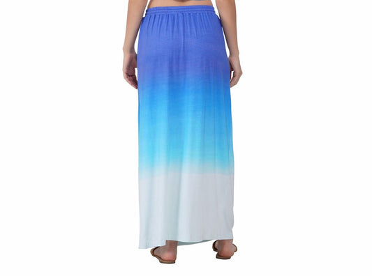 SLAY. Women's Blue to White Ombre Skirt with Slit