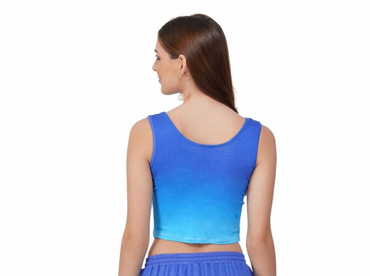 SLAY. Women's Blue to White Ombre Crop top