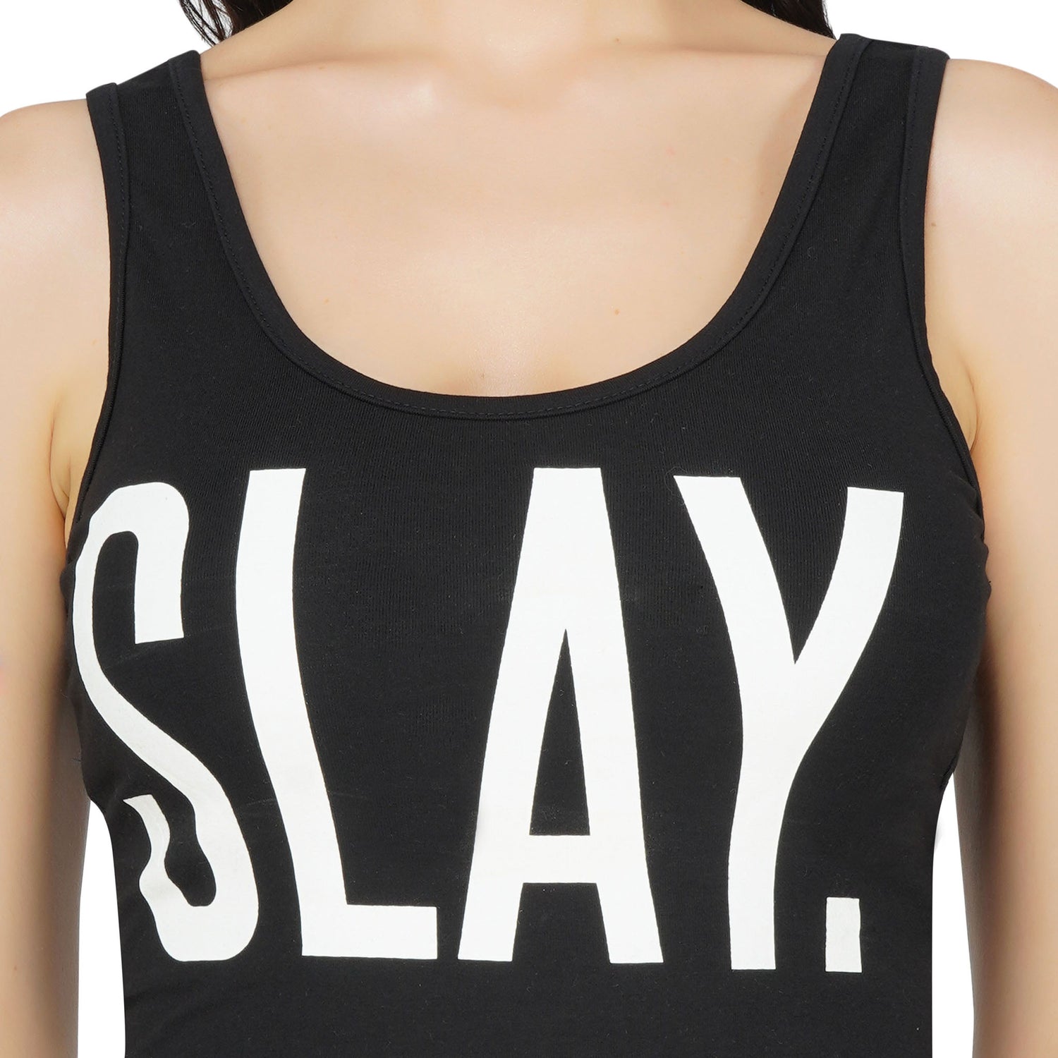 SLAY. Classic Women's Printed Black Crop Top-clothing-to-slay.myshopify.com-Crop Top