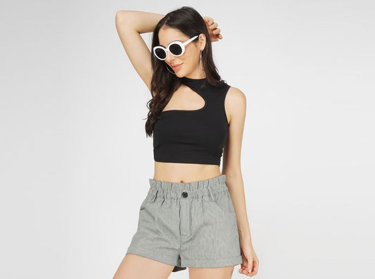 SLAY. Women's Sleeveless Casual Asymmetric Crop Top-clothing-to-slay.myshopify.com-Crop Top