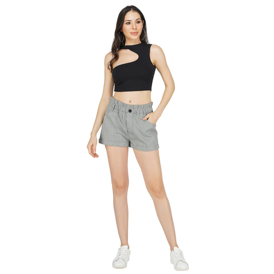 SLAY. Women's Cotton Yarn Dye Striped Shorts-clothing-to-slay.myshopify.com-Crop Top