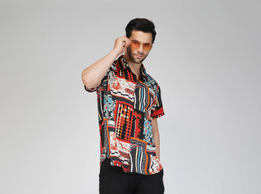 SLAY. Men's Abstract Print Designer Shirt