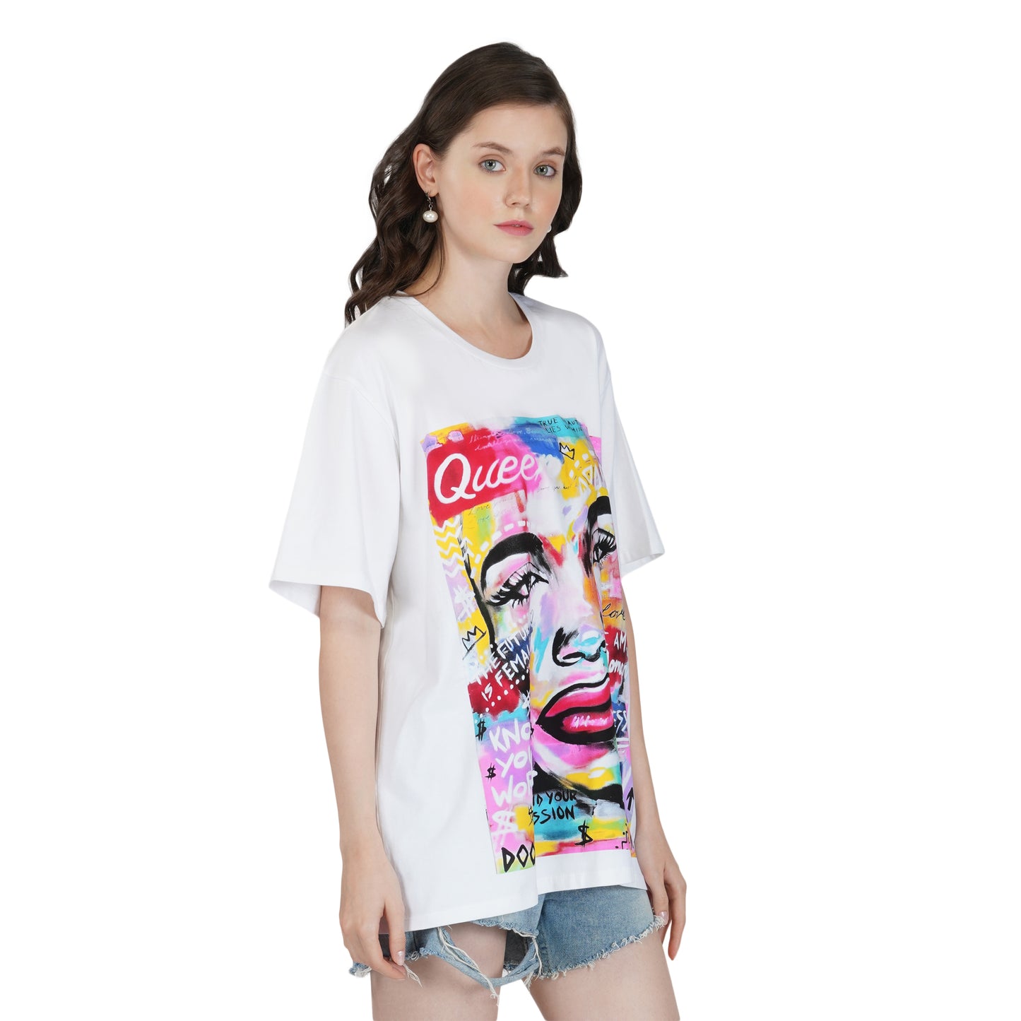SLAY. Women's Graffiti Print Oversized Drop shoulder T-shirt