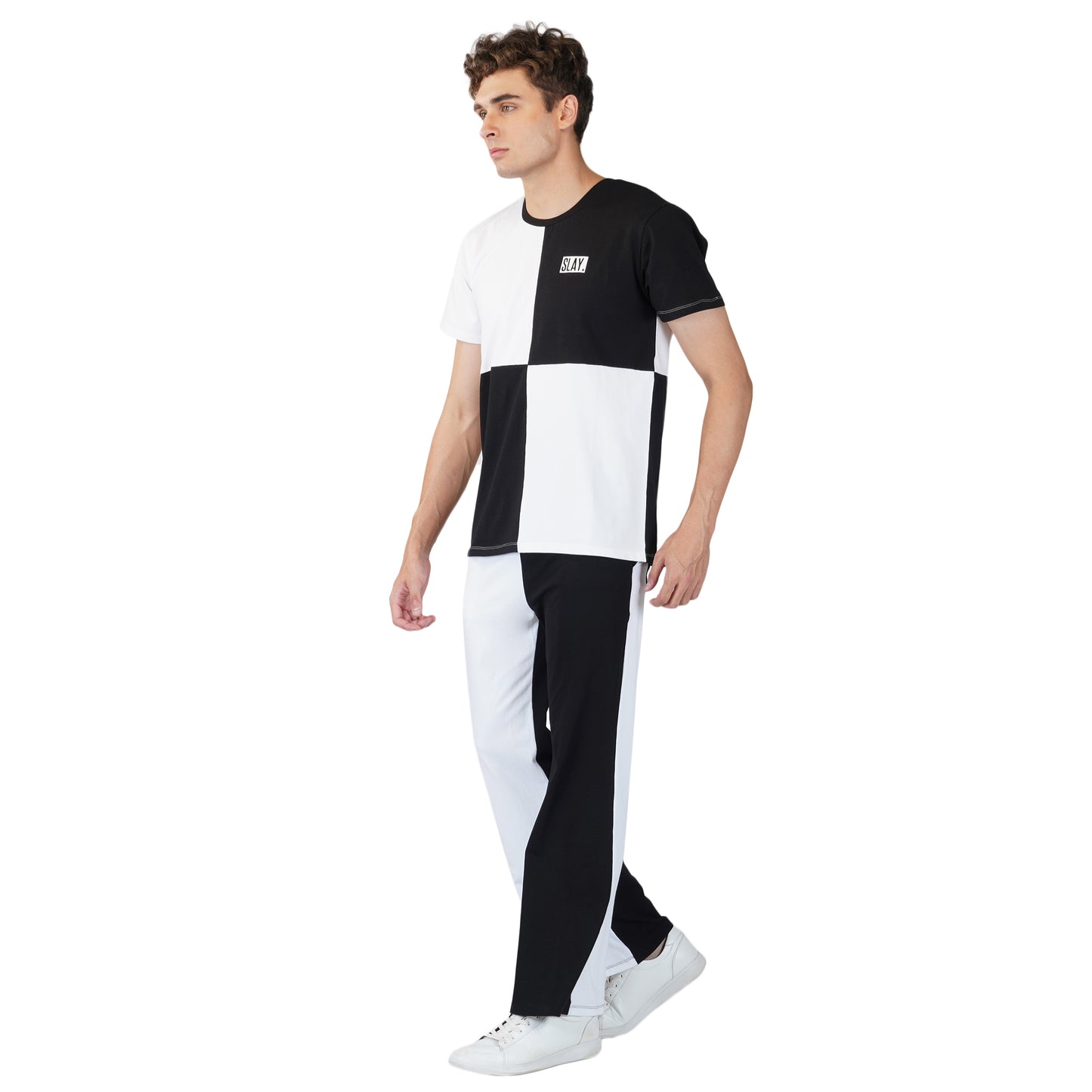SLAY. Men's Black & White T-shirt & Pants Co-ord Set