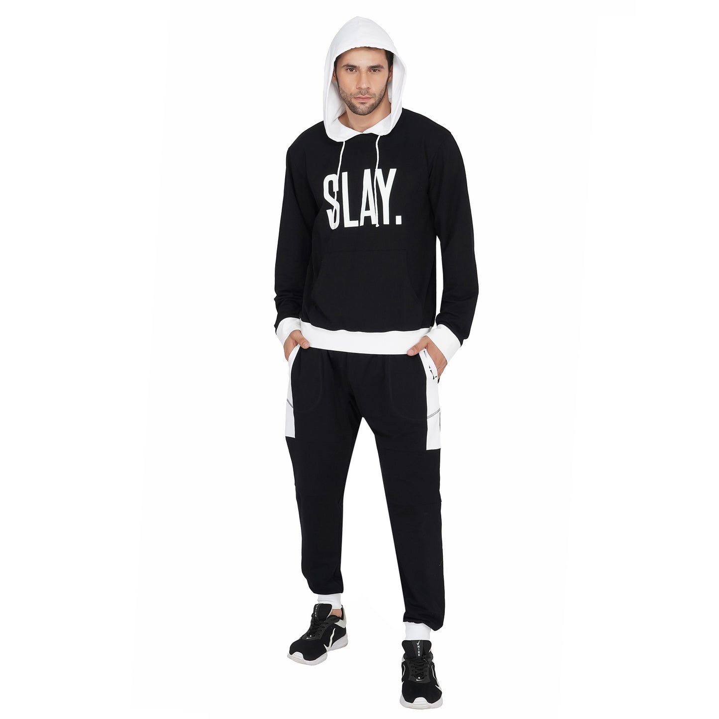 SLAY. Classic Men's Colorblock Black & White Tracksuit-clothing-to-slay.myshopify.com-Tracksuit