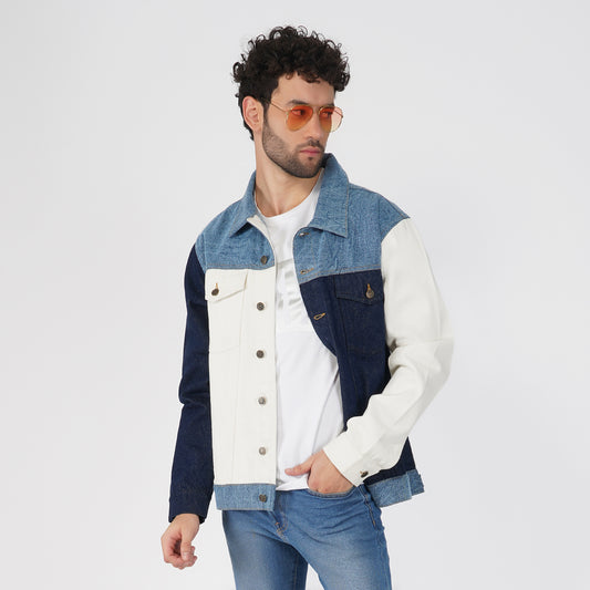 SLAY. Men's Full Sleeves Colorblock Denim Jacket-clothing-to-slay.myshopify.com-Jacket