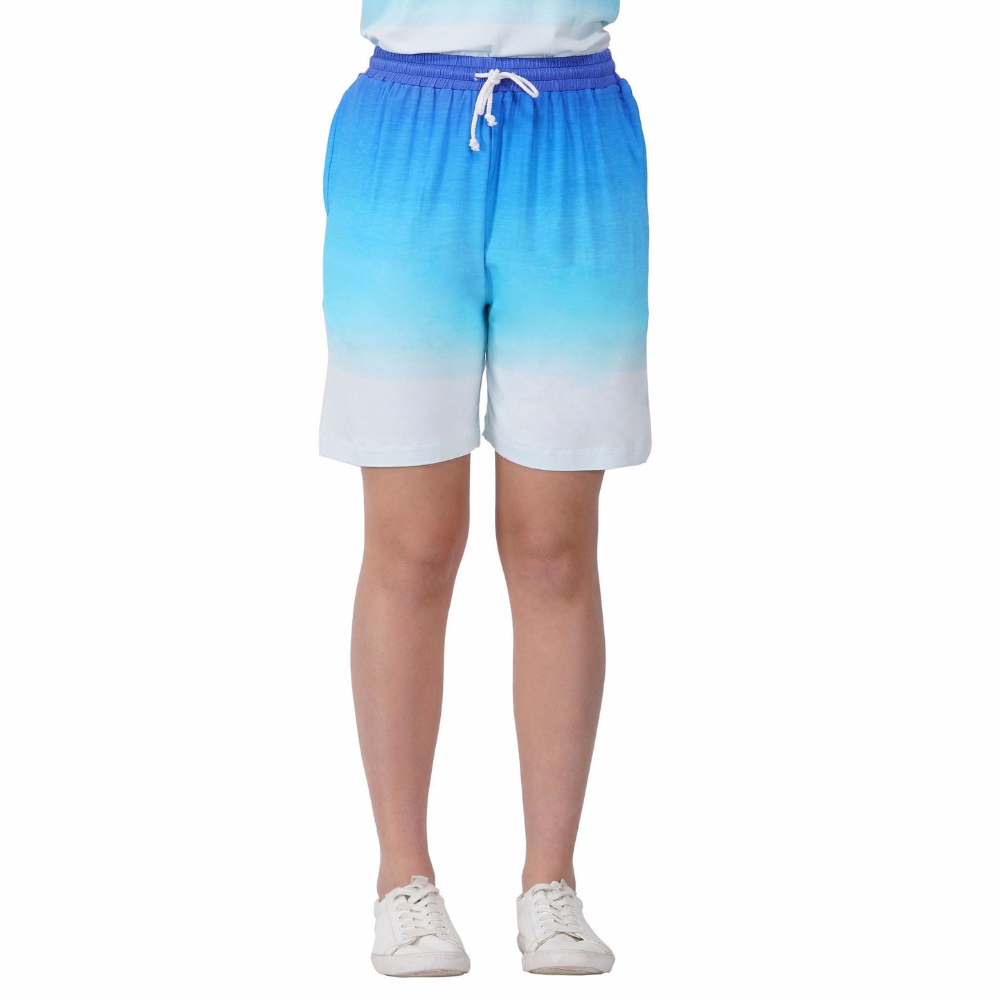 SLAY. Women's Blue to White Ombre Shorts