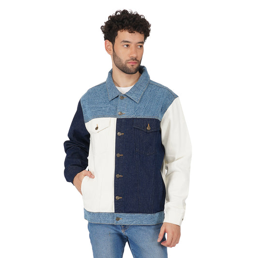 SLAY. Men's Full Sleeves Colorblock Denim Jacket-clothing-to-slay.myshopify.com-Jacket