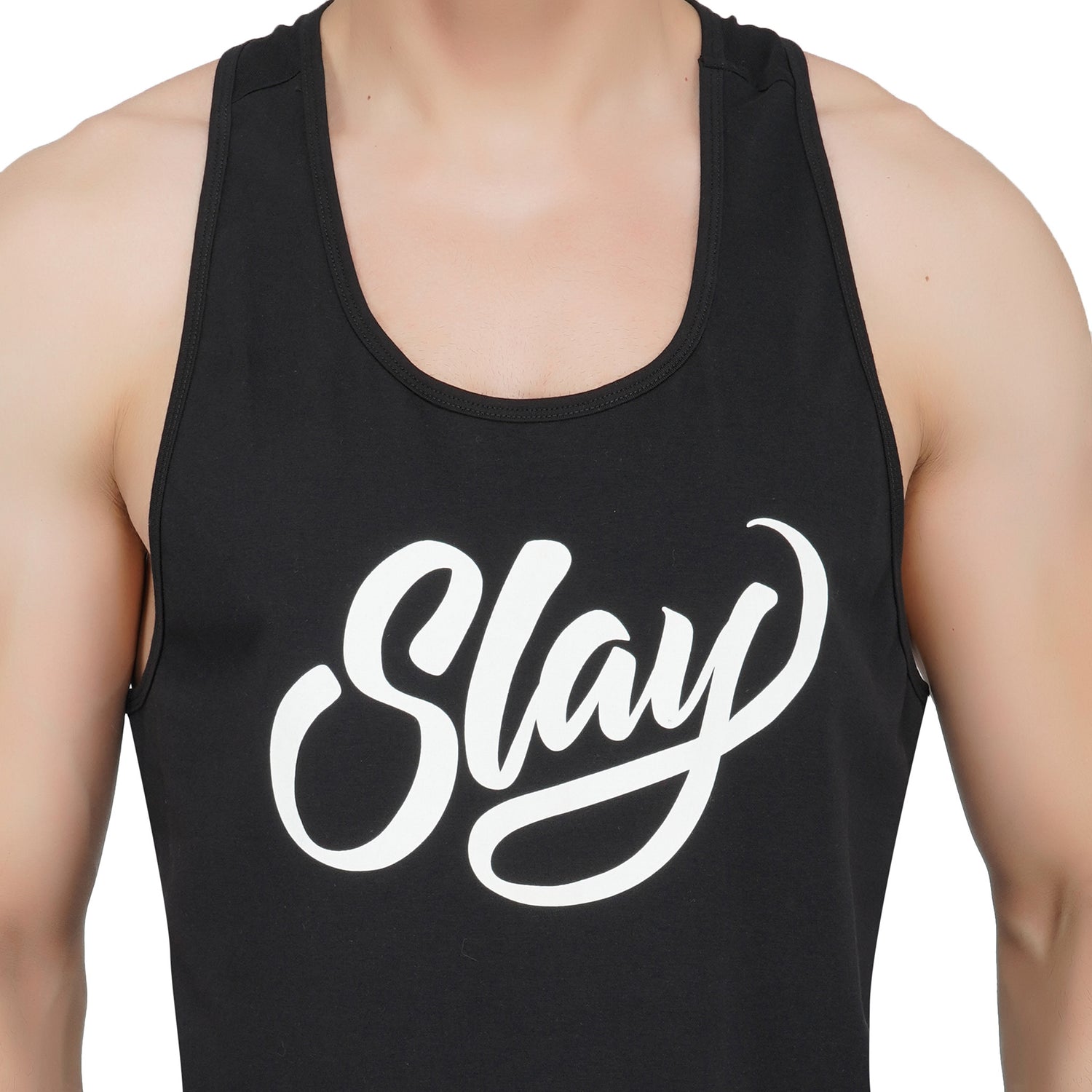 SLAY. Sport Men's Black Sleeveless Vest-clothing-to-slay.myshopify.com-Sleeveless Dropcut T-shirt