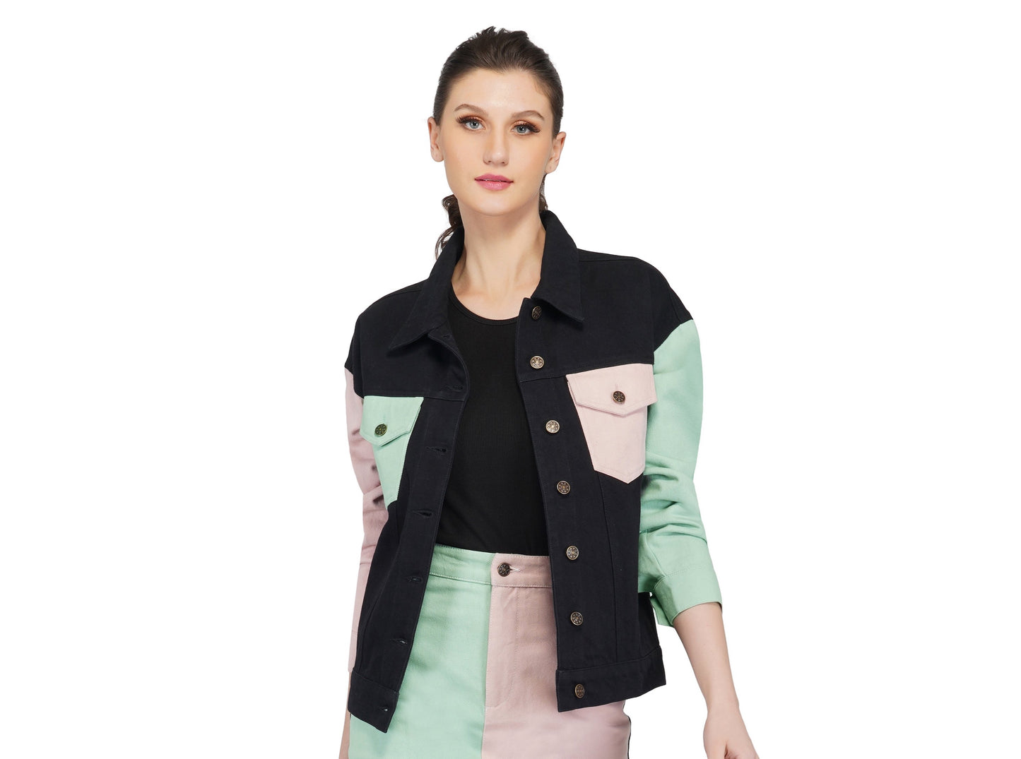 SLAY. Women's Colorblock Denim Jacket-clothing-to-slay.myshopify.com-Jacket