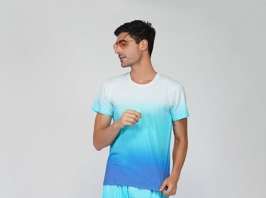 SLAY. Men's White to Blue Ombre T Shirt