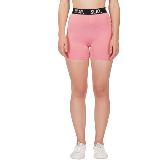 SLAY. Women's Pink Activewear High waist Shorts