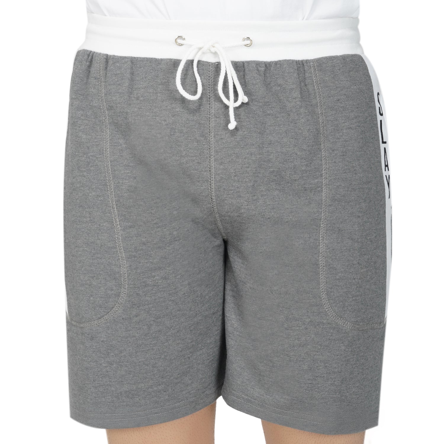 SLAY. Men's Light Grey Shorts with White Stripes-clothing-to-slay.myshopify.com-Men's Shorts