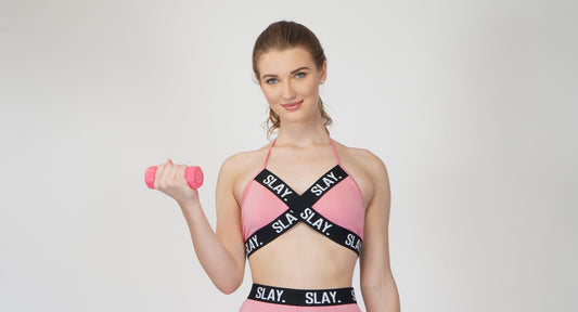 SLAY. Women's Pink Activewear Backless Sports Bra