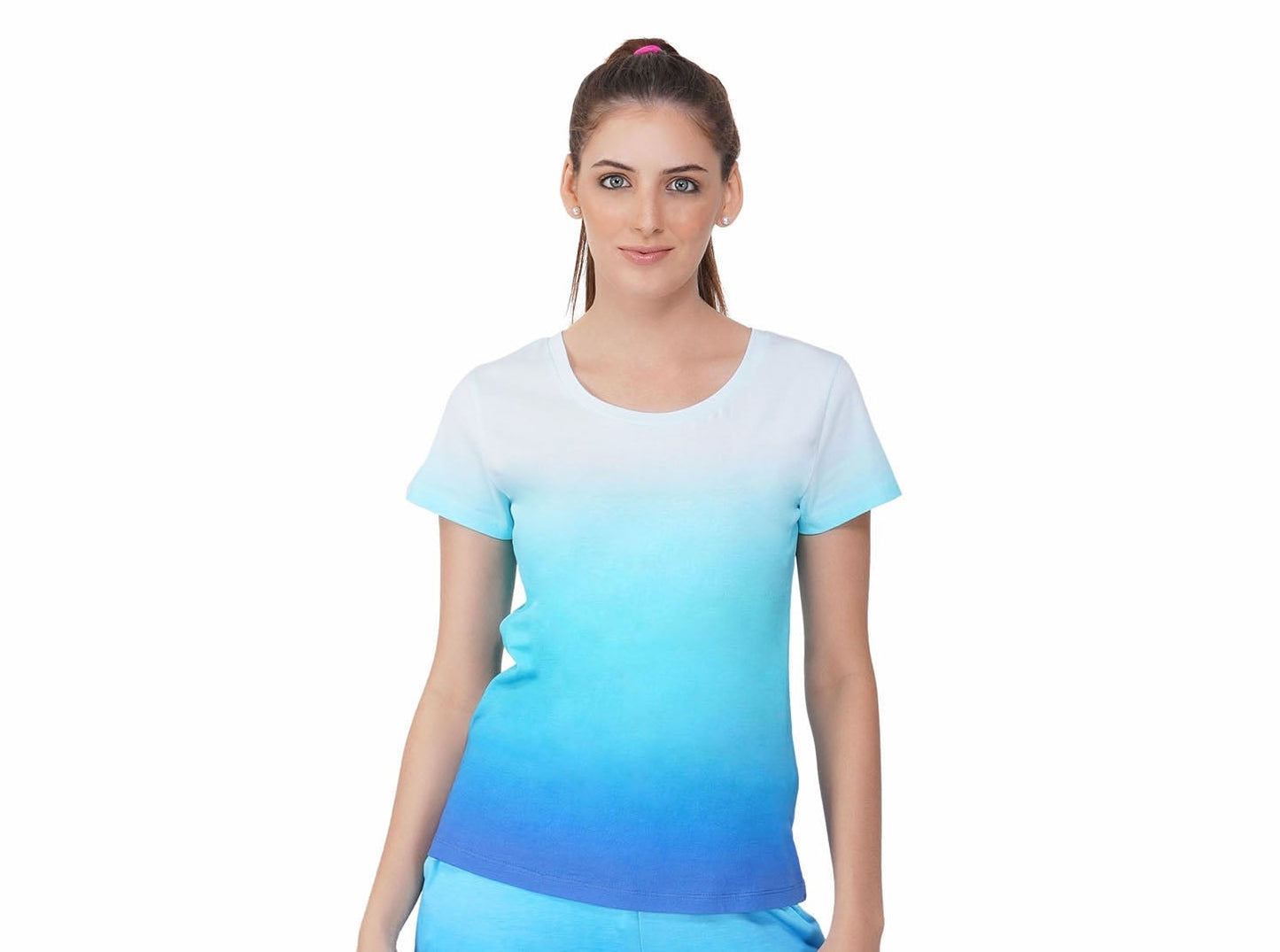 SLAY. Women's White to Blue Ombre T Shirt