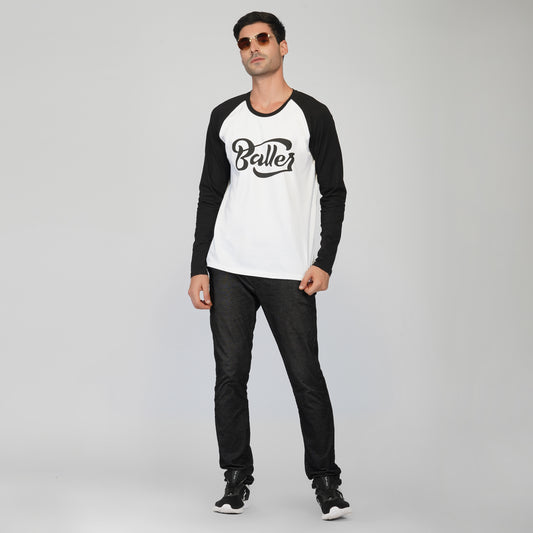 SLAY. Men's BALLER Edition Full Sleeves Colorblock Printed T-shirt