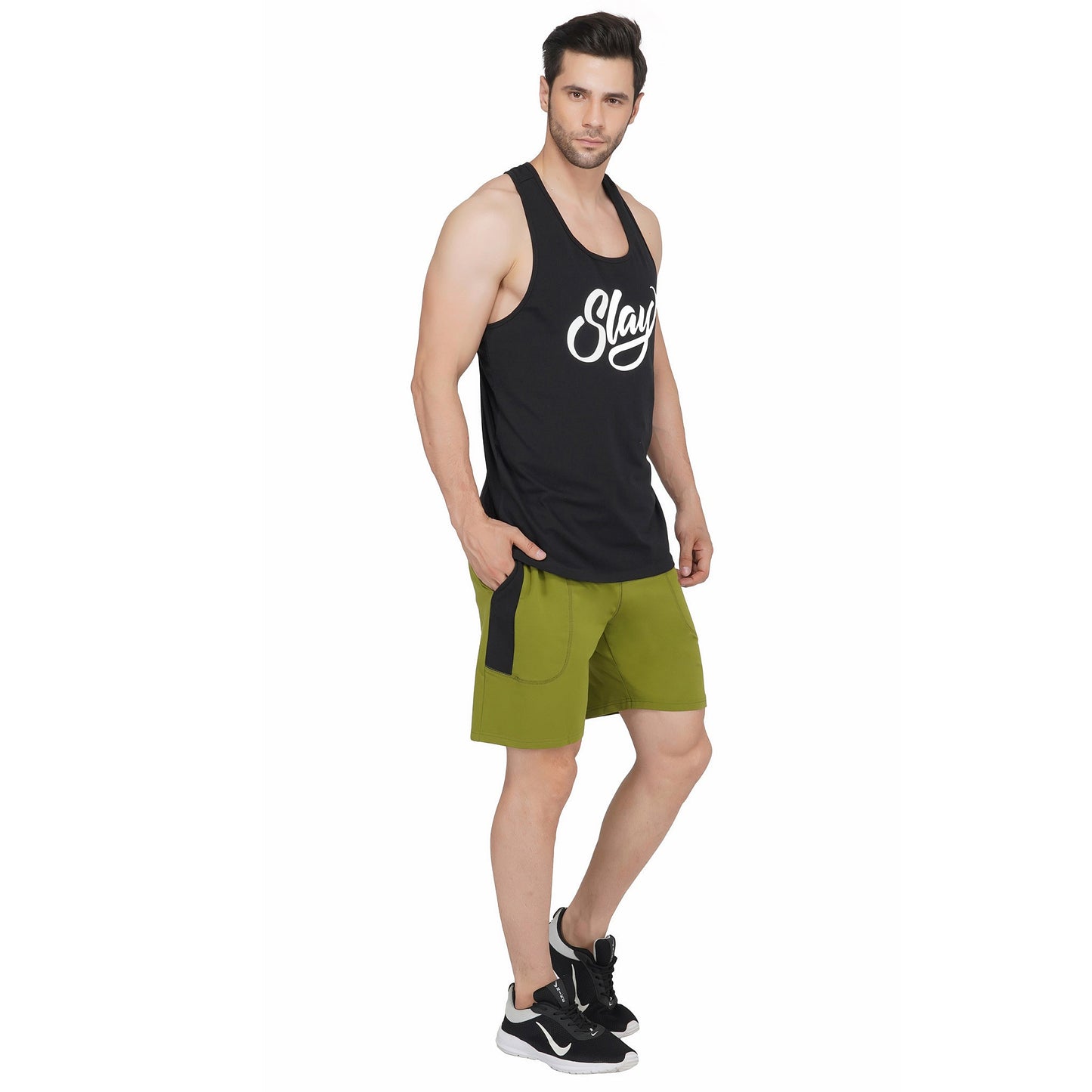 SLAY. Men's Olive Green Shorts-clothing-to-slay.myshopify.com-Men's Shorts