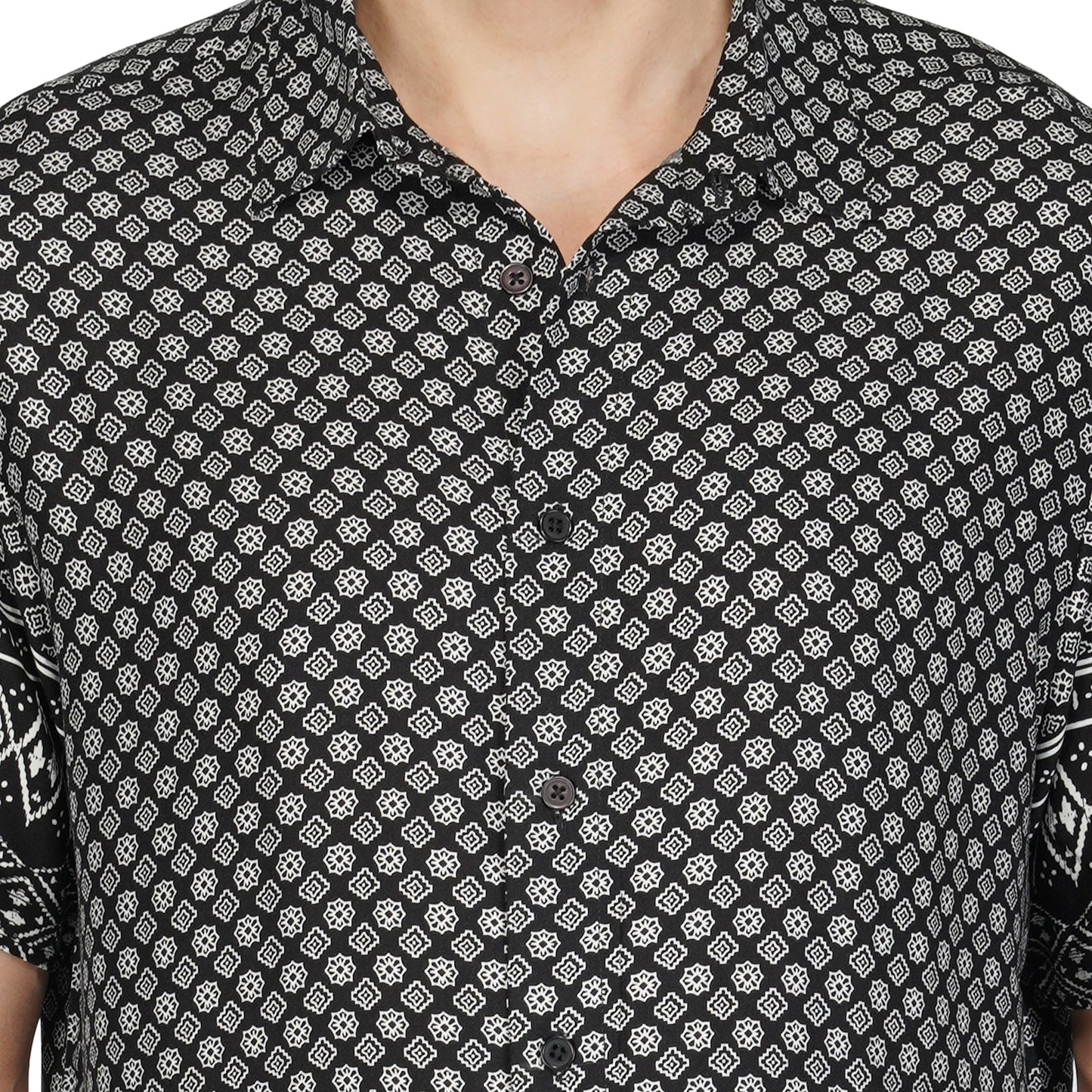 SLAY. Men's Black & White Print Designer Shirt
