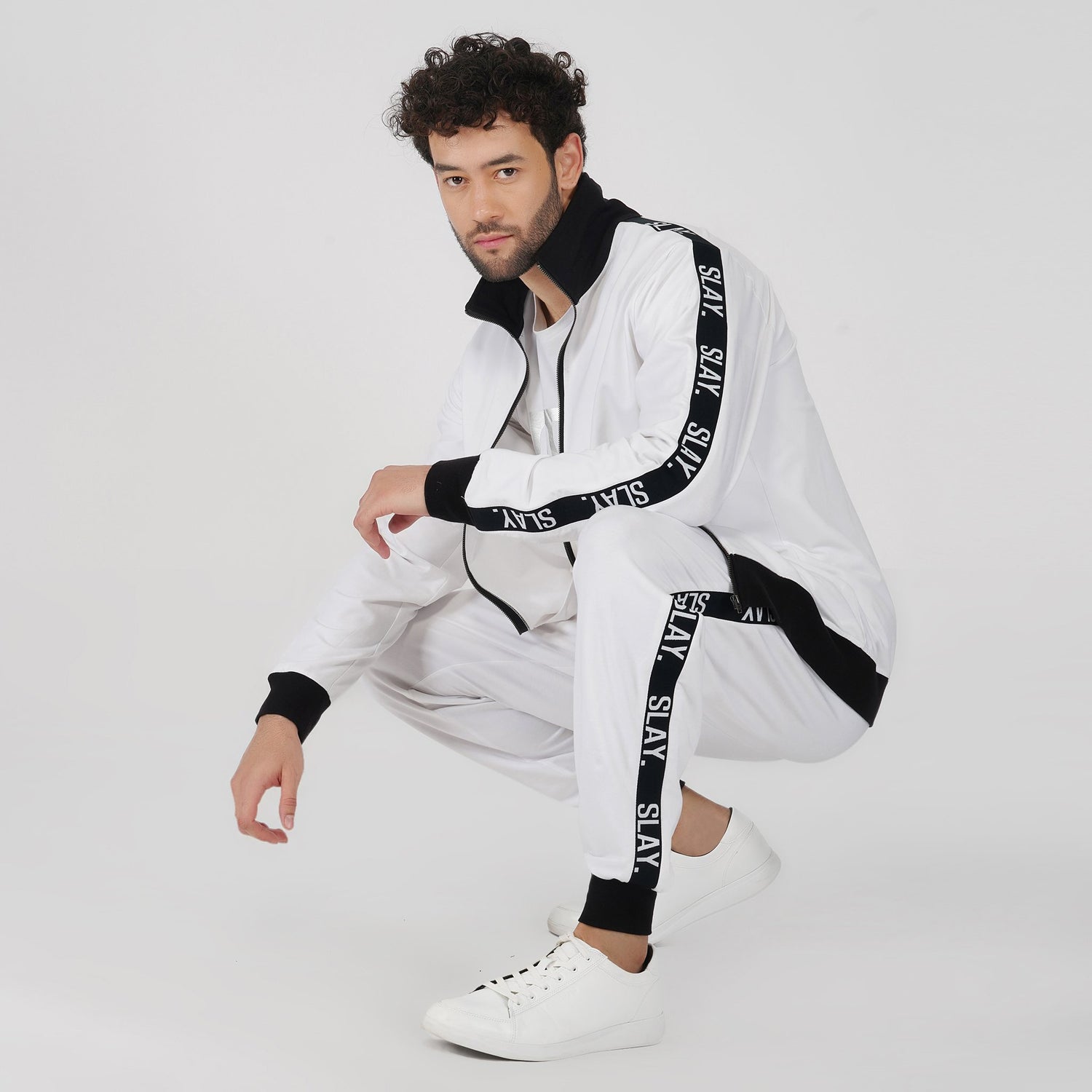 SLAY. Classic Men's Limited Edition White Joggers-clothing-to-slay.myshopify.com-Tracksuit