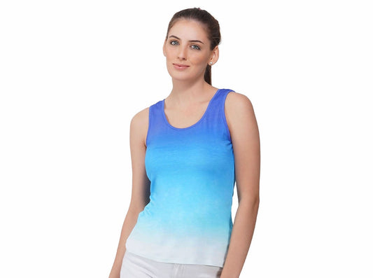 SLAY. Women's Blue to White Ombre Tank Top
