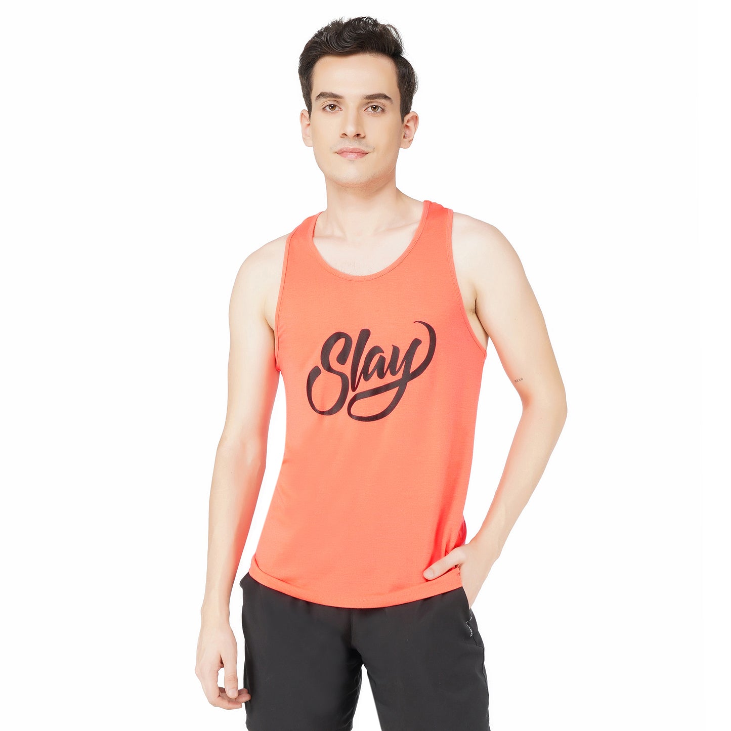 SLAY. Sport Men's Neon Pink Printed Vest-clothing-to-slay.myshopify.com-T-Shirt