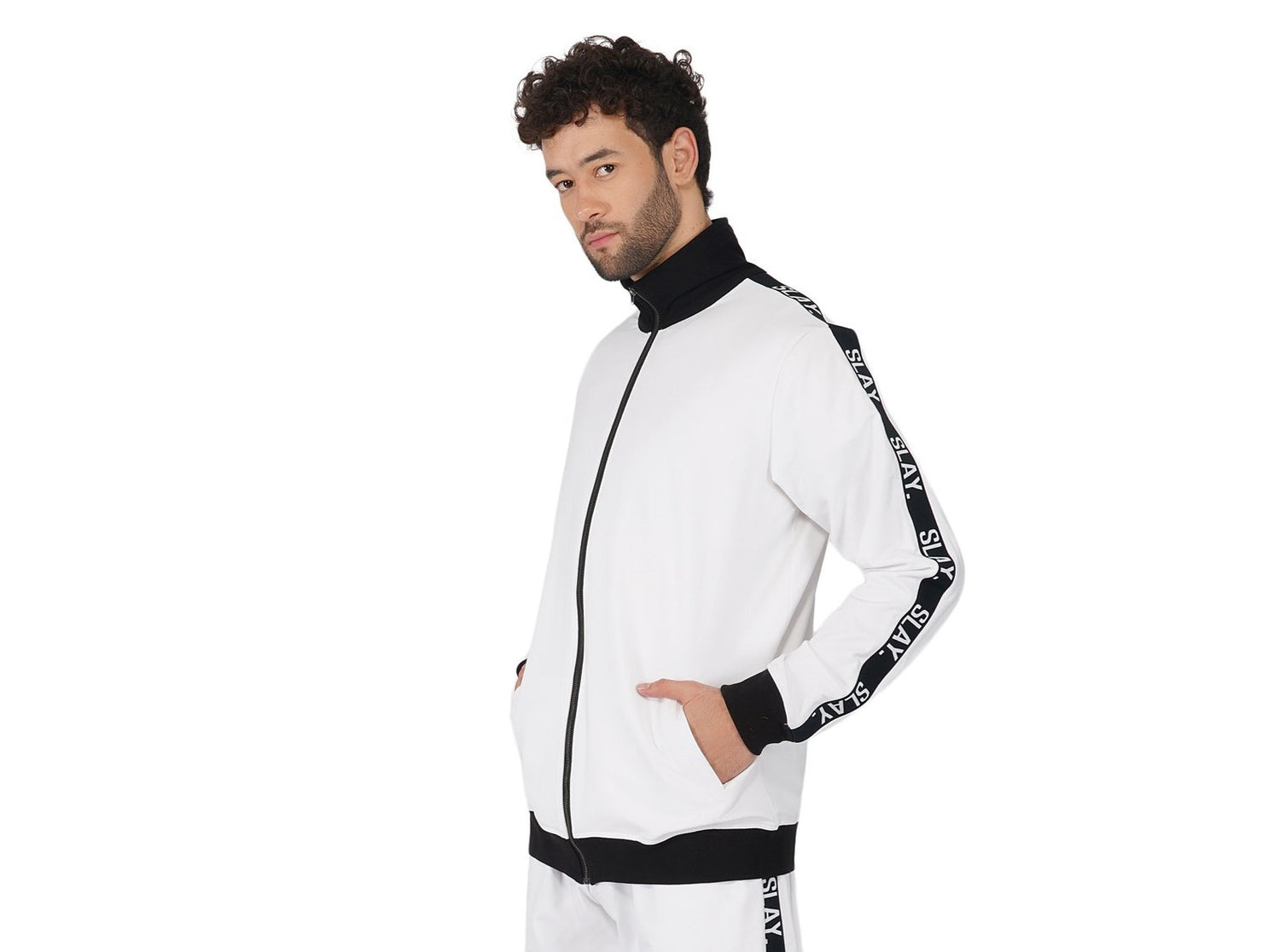 SLAY. Classic Men's Limited Edition White Bomber Jacket-clothing-to-slay.myshopify.com-Tracksuit