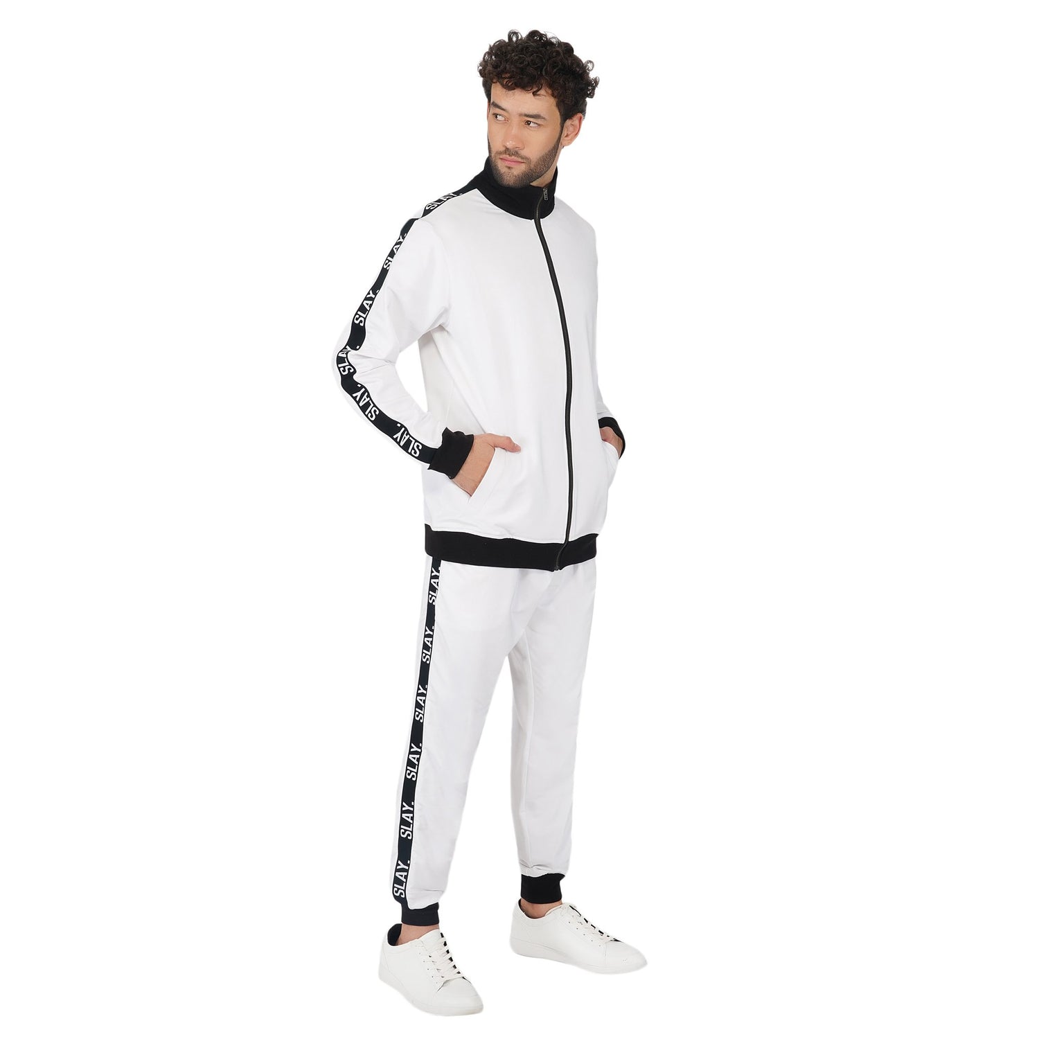 SLAY. Classic Men's Limited Edition White Joggers-clothing-to-slay.myshopify.com-Tracksuit