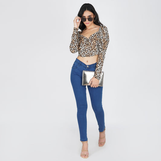 SLAY. Women's Animal Print Smocked Top with Puffed Sleeves-clothing-to-slay.myshopify.com-Leopard Print Shirt