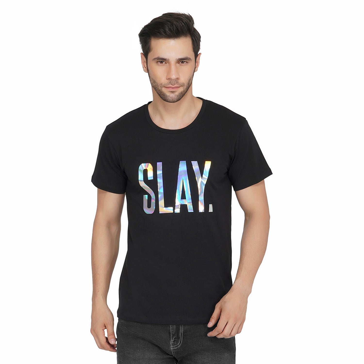 SLAY. Men's Limited Edition Holographic Reflective Foil Print T-shirt-clothing-to-slay.myshopify.com-T-Shirt