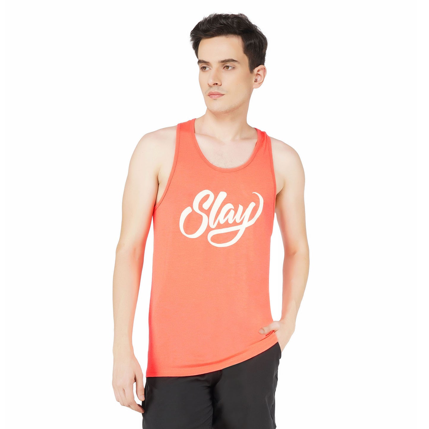 SLAY. Sport Men's Neon Pink Printed Vest-clothing-to-slay.myshopify.com-T-Shirt