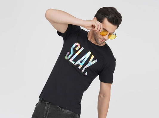 SLAY. Men's Limited Edition Holographic Reflective Foil Print T-shirt-clothing-to-slay.myshopify.com-T-Shirt