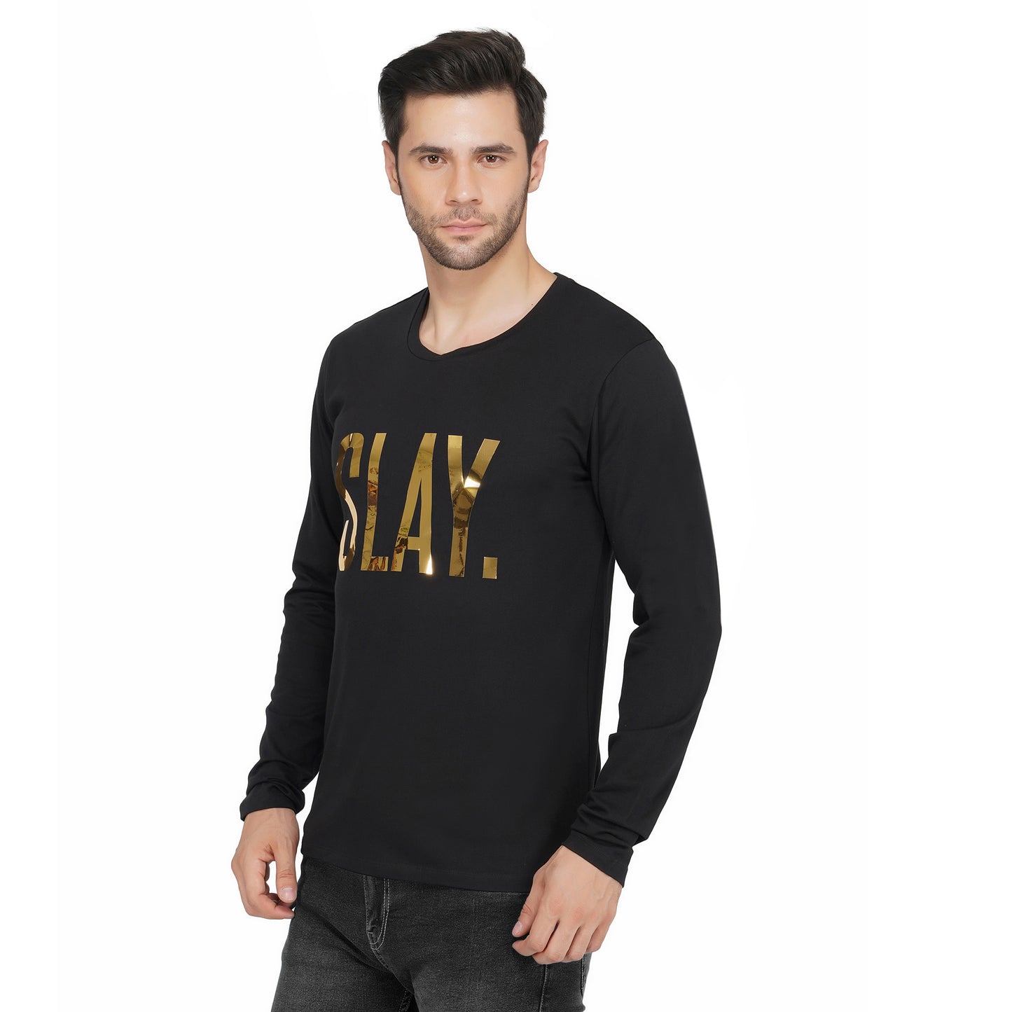 SLAY. Men's Limited Edition Gold Foil Reflective Print Full Sleeves T-shirt-clothing-to-slay.myshopify.com-T-Shirt