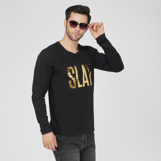 SLAY. Men's Limited Edition Gold Foil Reflective Print Full Sleeves T-shirt-clothing-to-slay.myshopify.com-T-Shirt