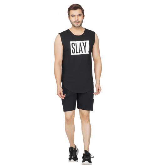 SLAY. Men's Black Sleeveless Dropcut T-shirt-clothing-to-slay.myshopify.com-Sleeveless Dropcut T-shirt