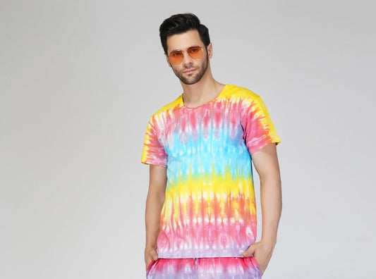SLAY. Men's Rainbow Tie Dye T shirt